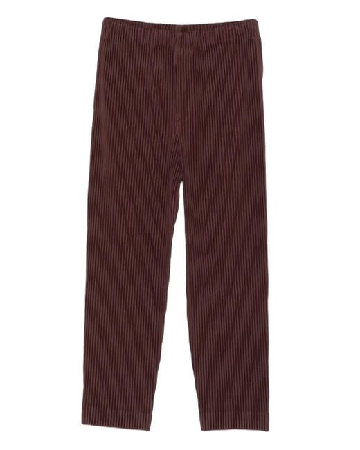 Homme Plissé Issey Miyake Purple Pleated Cropped Trousers for men