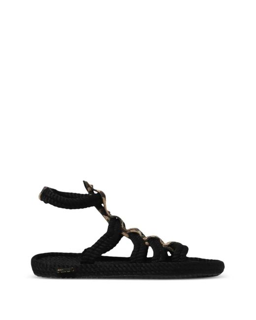 Bohonomad Black Serengeti Leopard-Print Flat Sandals
