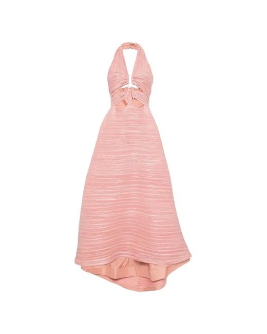 Cult Gaia Pink Cutout Halterneck Dress