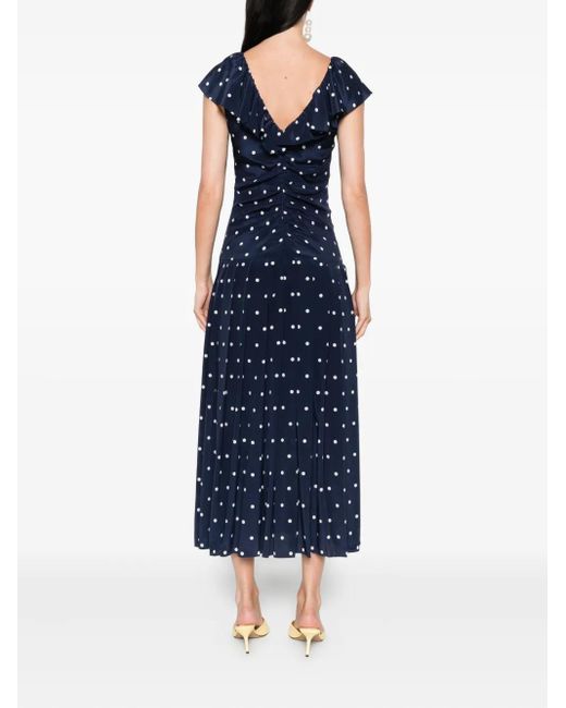 Alessandra Rich Blue Gepunktetes Kleid