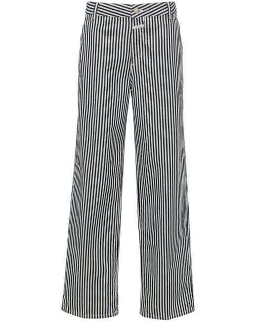 Closed Gray Striped Mid-rise Straight Jeans
