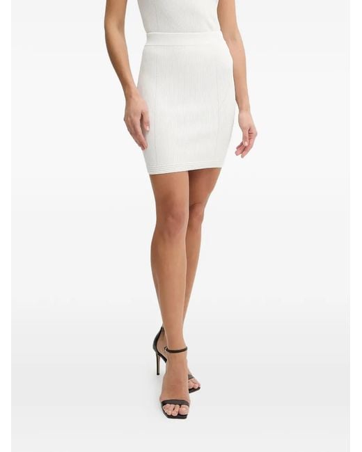 Guess White Ribbed Mini Skirt