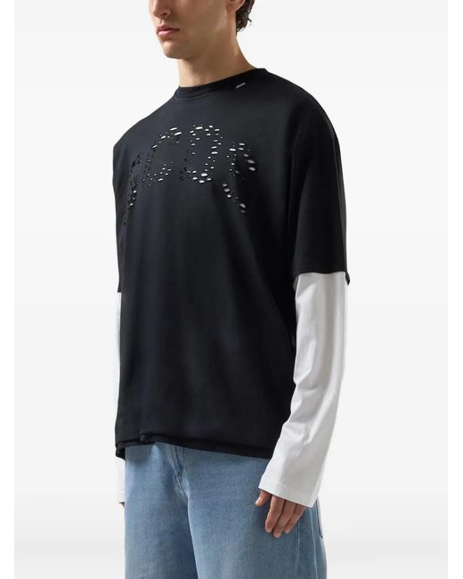 Gcds Black Oversized Logo T-Shirt for men