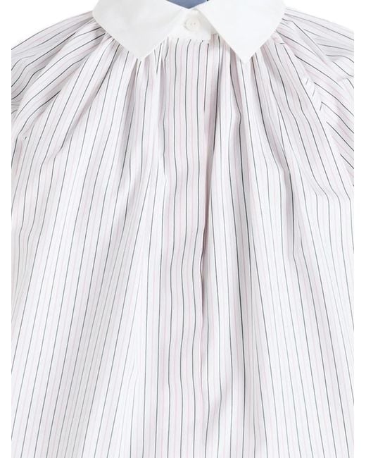 Patou White Striped Balloon-Sleeves Shirt
