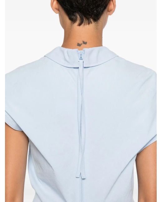 Issey Miyake Blue Short-Sleeved Buttoned Blouse