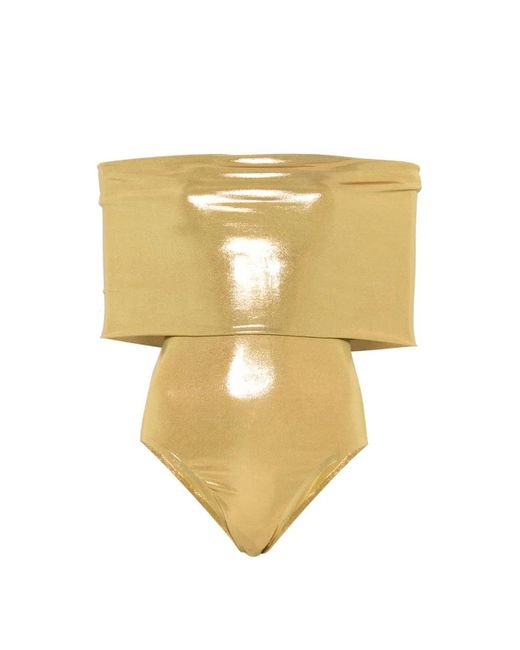 Norma Kamali Metallic Off-Shoulder Bodysuit