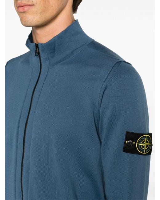 Stone Island Blue Compass-badge Zipped-up Cardigan for men