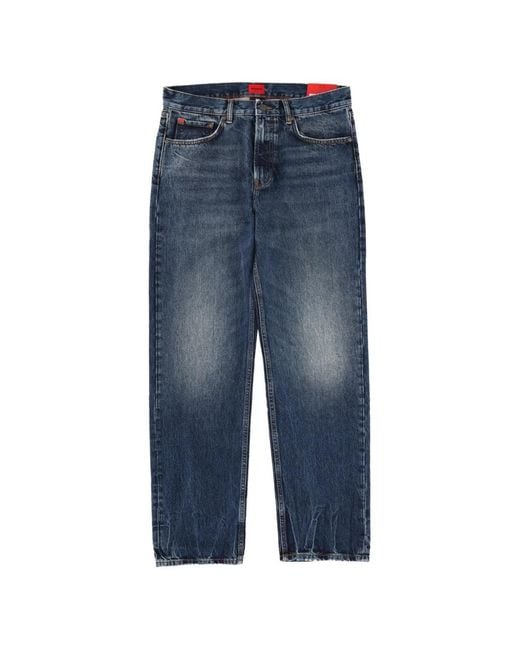 HUGO Blue Belt-Loop Pocket Jeans for men