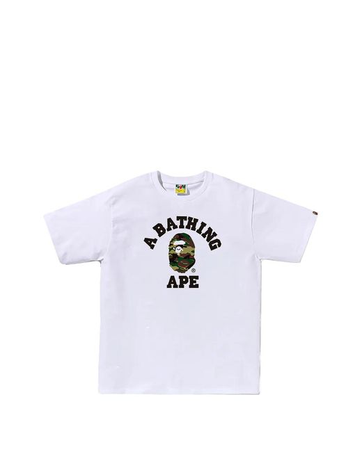 A Bathing Ape White Glitch Woodland Camo T-Shirt for men