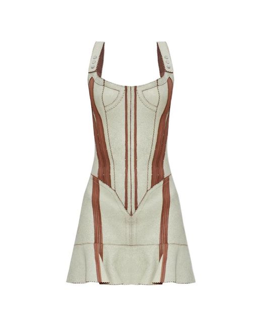 KNWLS White Scallop Panelled Mini Dress
