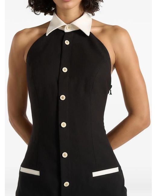 Manière De Voir Black Jasmine Halterneck Pleated Mini Dress