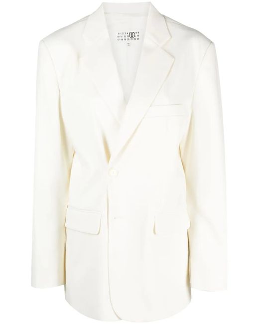 MM6 by Maison Margiela White Asymmetric Double-Breasted Blazer