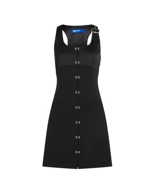 Karl Lagerfeld Black Robe Courte À Détail De Boucle Et D'Œillets
