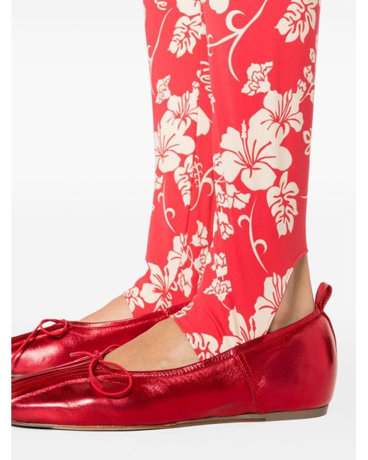 MARINE SERRE Red Regenerated Floral-print leggings