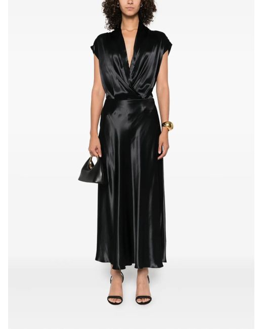 Alberta Ferretti Black Satin Skirt