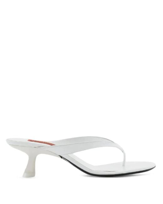 Simon Miller White 57Mm Beep Thong Leather Heeled Sandals