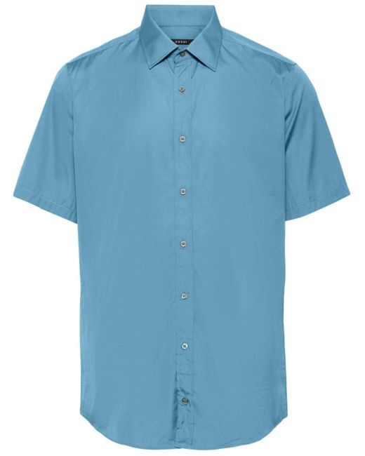Chemise en coton à manches courtes Gucci pour homme en coloris Blue