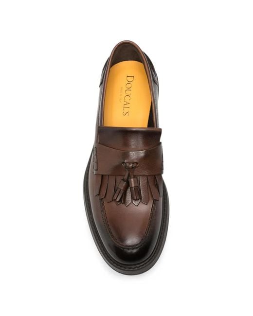 Doucal's Brown Tassel-Detail Kiltie Loafers for men