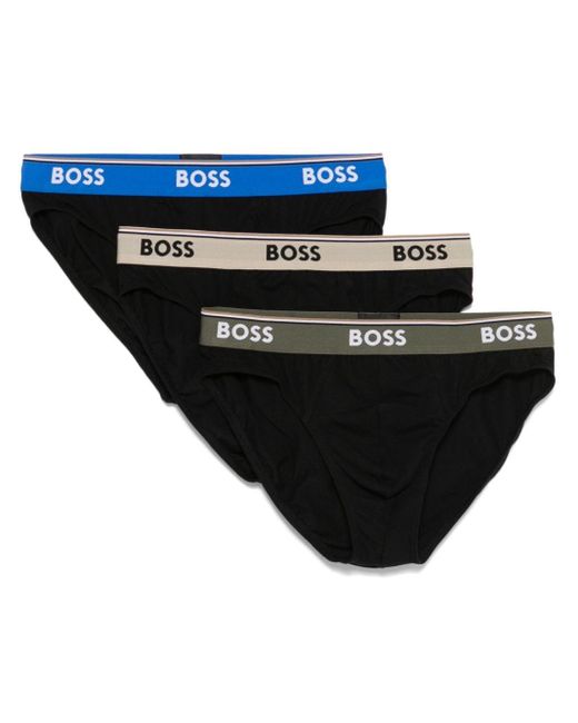 Boss Black Logo-Print Briefs (Pack Of Three) for men