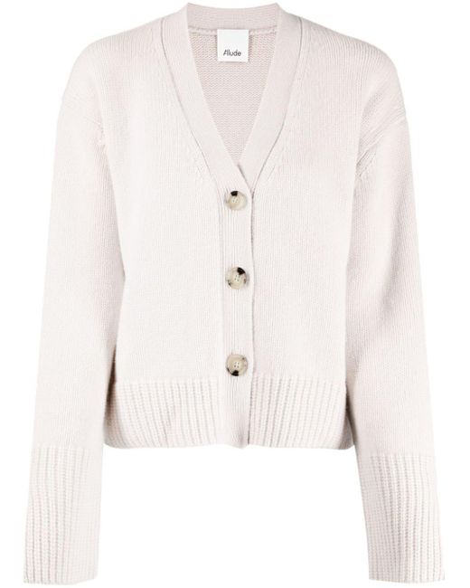 Allude Natural V-neck Knitted Cardigan