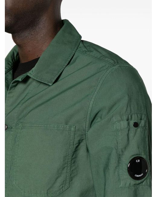 C P Company Green Lens-detail Cotton Overshirt for men