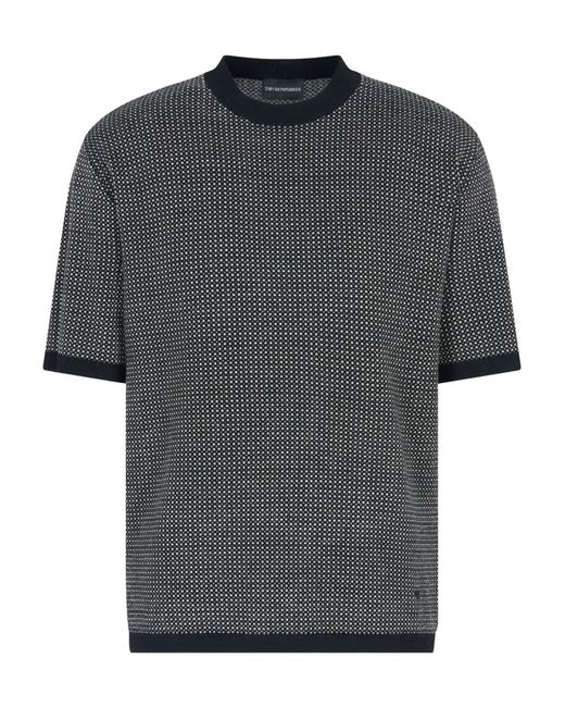 Emporio Armani Gray Short-Sleeve Patterned Pullover for men