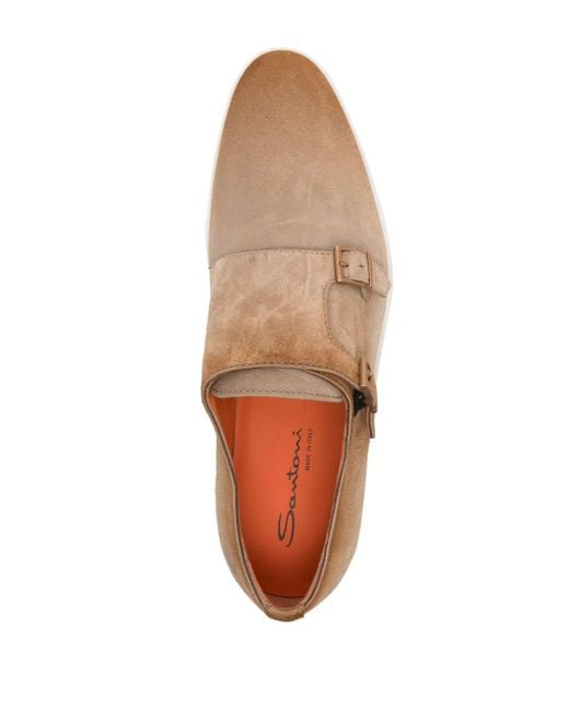 Chaussures en daim à boucles Santoni pour homme en coloris Brown
