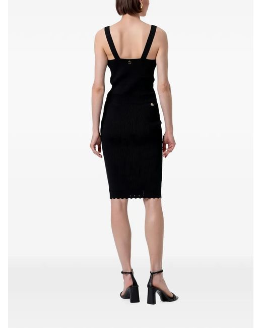 Fracomina Black Scalloped Cable-Knit Skirt