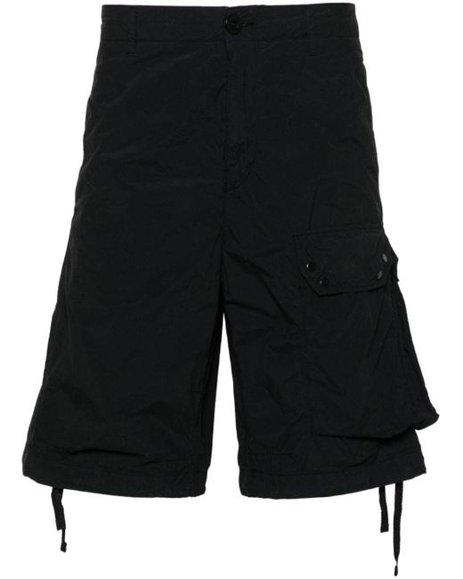 C P Company Black Crinkled Cargo Shorts for men