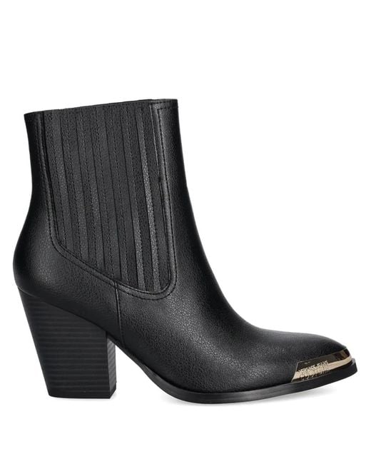 Versace Jeans Couture Black 85Mm Pointed-Toe Logo-Detail Boots