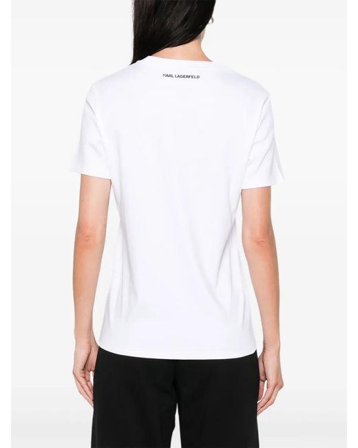Karl Lagerfeld White Cat-Print T-Shirt