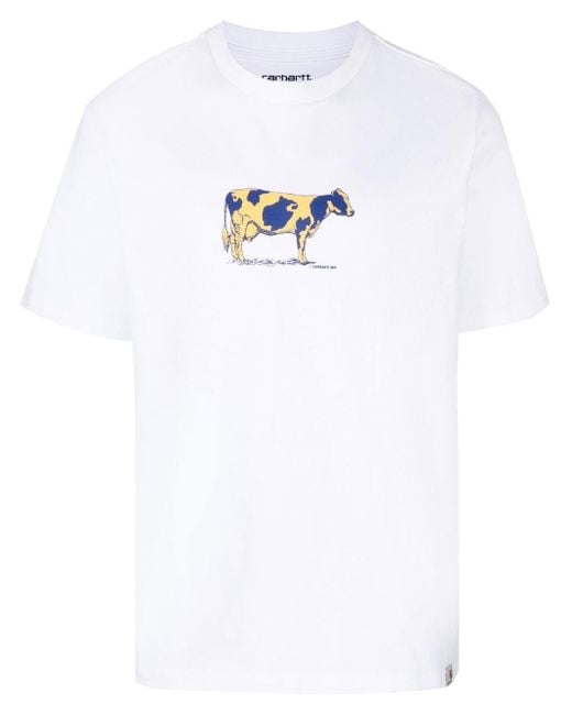 Carhartt WIP White Cow-print Organic Cotton T-shirt for men
