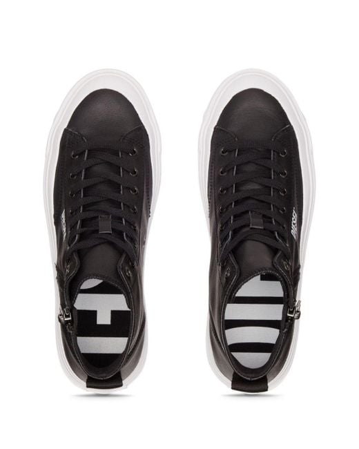 DIESEL Brown S-athos Leather Sneakers for men