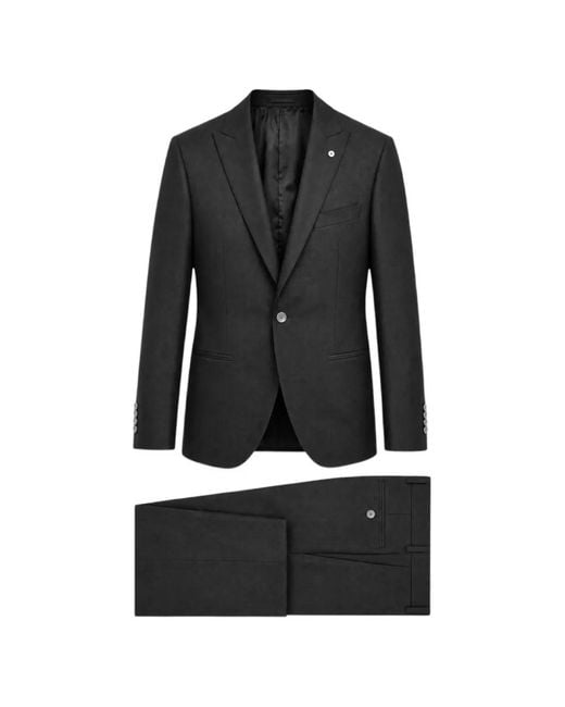 Luigi Bianchi Black Single-Breasted Notch-Lapel Suit for men