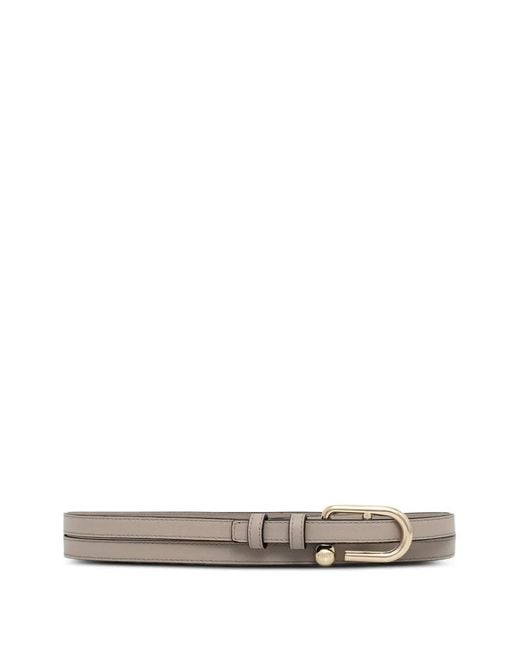 Furla White Logo-Buckle Leather Belt