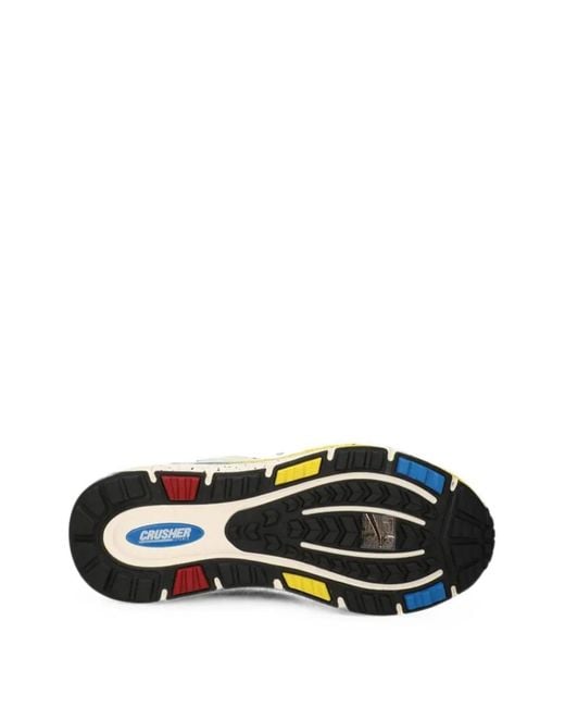 EA7 Blue Panelled Logo-Print Sneakers