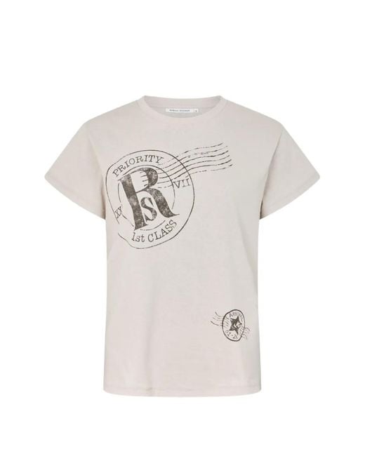 Rabens Saloner White Logo-Print Crew-Neck T-Shirt