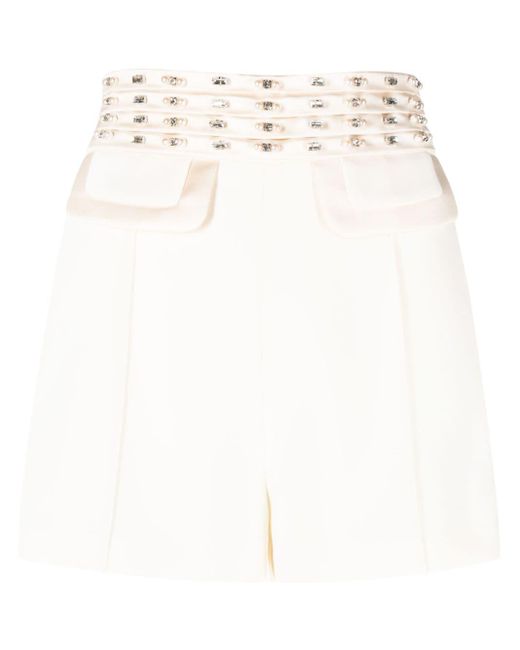 Elisabetta Franchi Rhinestone-embellished High-waisted Shorts in White |  Lyst Canada