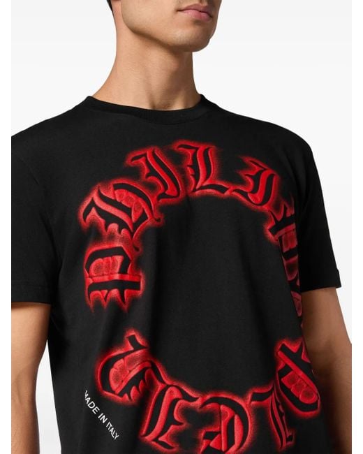Philipp Plein Black T-Shirt Round Neck Ss Gothic Plein for men