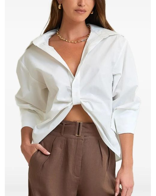 Hevron Gray Chemise Boutonnée Paola À Détail Torsadé