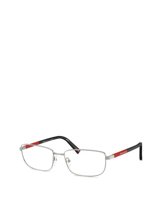 Prada Linea Rossa White Rectangle-Frame Glasses for men