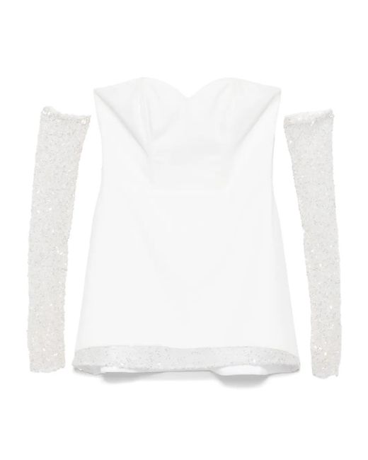Vestiaire d'un Oiseau Libre Verfraaide Off-Shoulder Jurk in het White