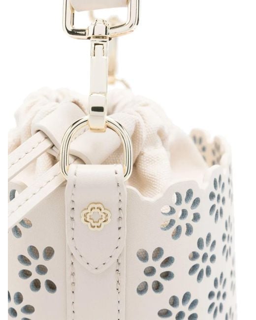 Maje Perforated Leather Bucket Bag in White Lyst UK