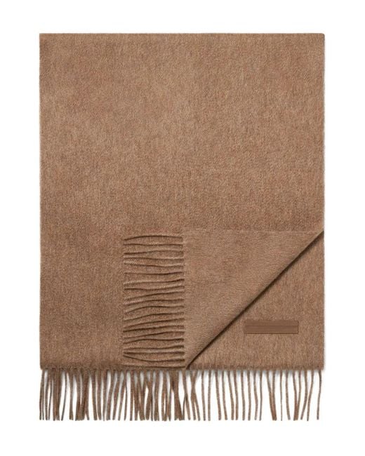 Zegna Brown Fringed Cashmere Scarf for men