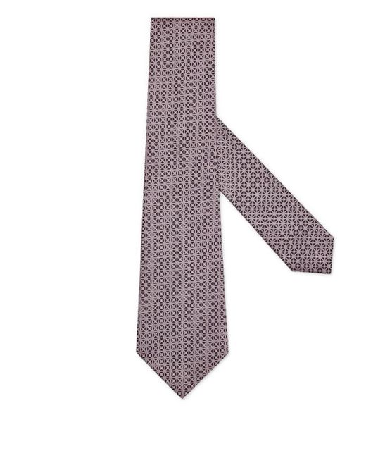 Zegna Purple Geometric-Pattern Silk Tie for men
