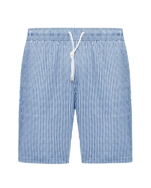 Fay Blue Striped Drawstring Swim Shorts for men