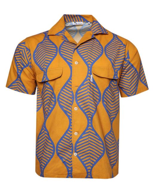 Camisa estampada de dos tonos Doppiaa de hombre de color Orange