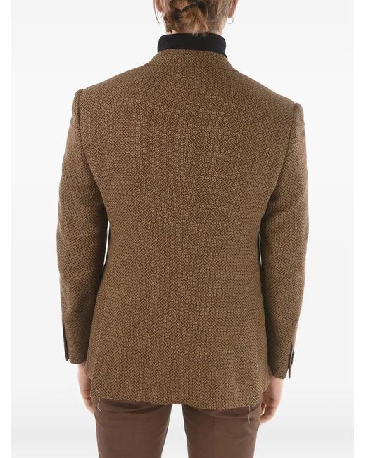 Corneliani Brown Veste À Boutonnière Croisée Motif Hopsack for men
