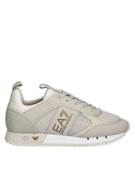 EA7 Gray Mesh-Panelled Sneakers