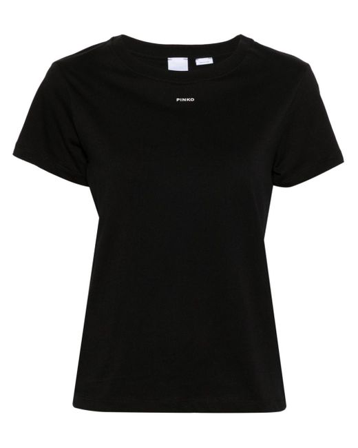 Camiseta con logo estampado Pinko de color Black